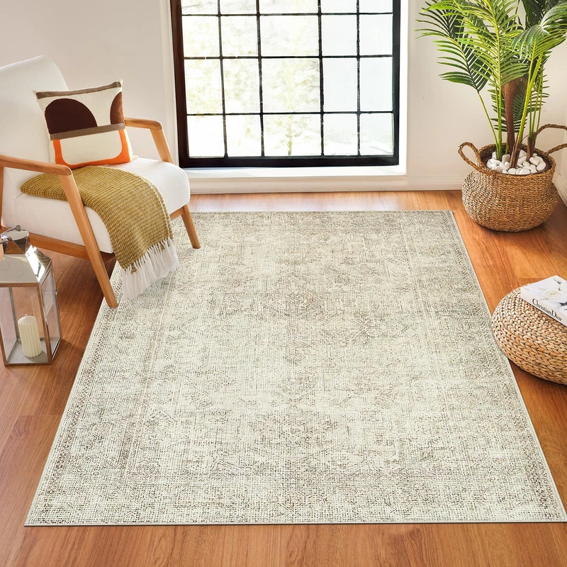 Livabliss x Becki Owens Margot Vintage Rug - Hallway Runner Rugs Living Room 80x220 cm - Scandi Neutral Rug, Traditional Patterned Boho Style, Natural Easy Care Pile - Hallway Runners, Ivory, Sage