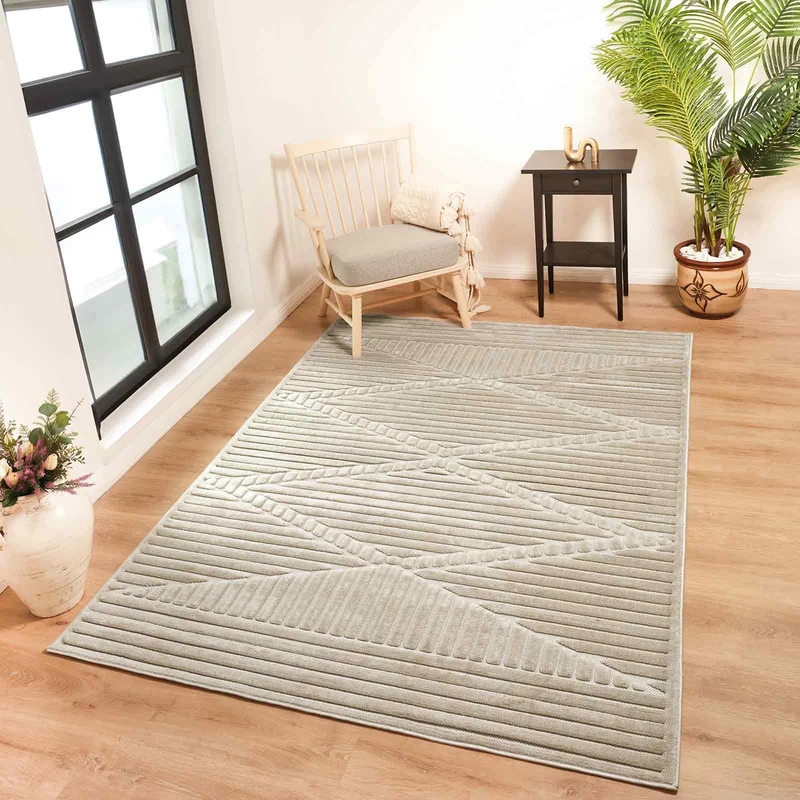 Livabliss Memphis Indoor Outdoor - Large Boho for Living Room 120x170 cm Dining, Kitchen Carpet, Patterned Neutral & Coloured s, Waterproof, Stain Durable - Beige
