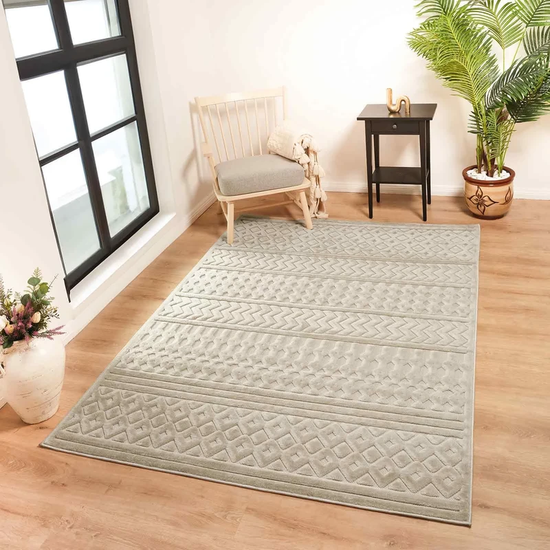 Livabliss Tucson Indoor Outdoor - Large Boho for Living Room 200x275 cm Dining, Kitchen Carpet, Patterned Neutral & Coloured, Waterproof, Stain Durable - Beige