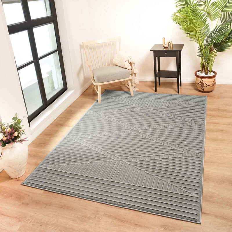 Livabliss Memphis Indoor Outdoor - Large Boho for Living Room 120x170 cm Dining, Kitchen Carpet, Patterned Neutral & Coloured s, Waterproof, Stain Durable - Neutral Grey
