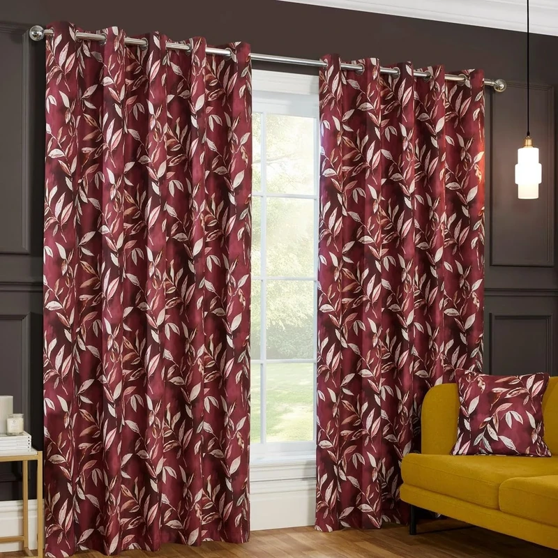 Madrid Wine Eyelet Curtains 90x72"