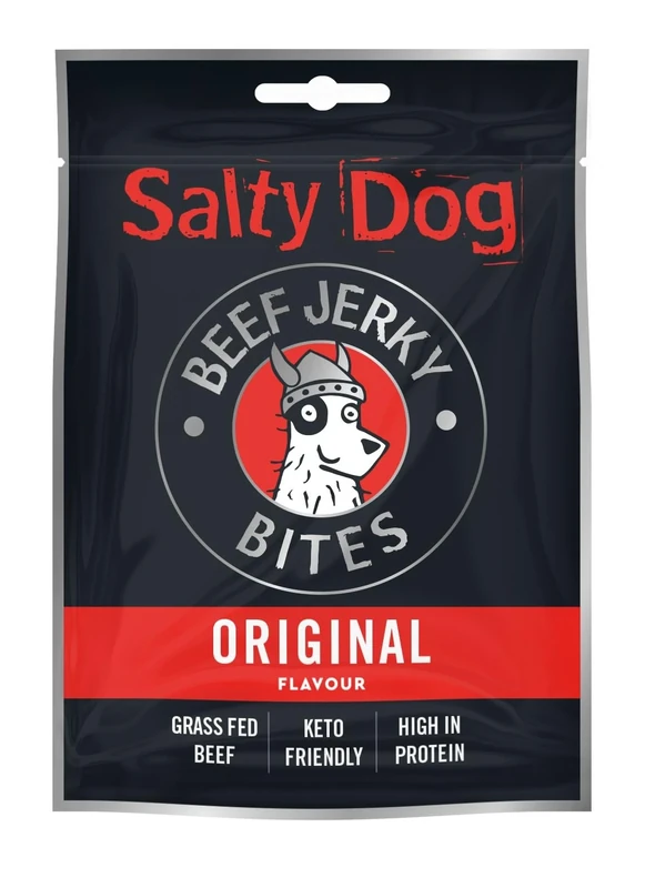 Salty Dog Beef Jerky Bites, 25 x 30g(750g) High Protein, grass fed beef snack