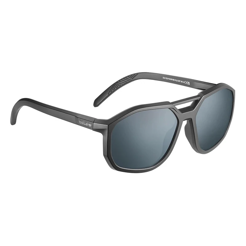 Bolle Gafas de sol de montura completa - Slow de PC ahumada antirayaduras y antivaho Platinum - Montura Negra eco-sostenible de PC (poliamida de origen biológico) for Adults, Visual Comfort at the