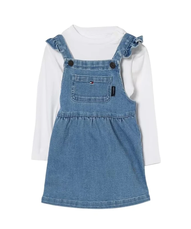 Tommy Hilfiger Newborn DENIM DUNGAREE DRESS KN0KN02200 DENIM (Denim Medium 01) 18 Month