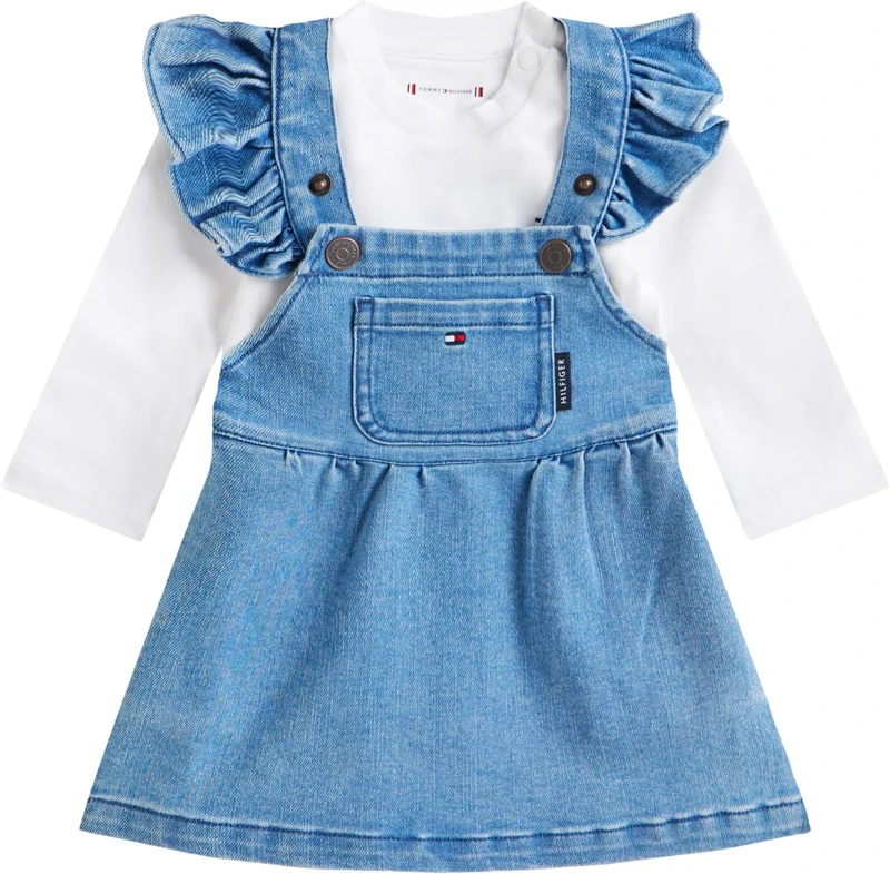Tommy Hilfiger Newborn DENIM DUNGAREE DRESS KN0KN02200 DENIM (Denim Medium 01) 12 Month - Image 1