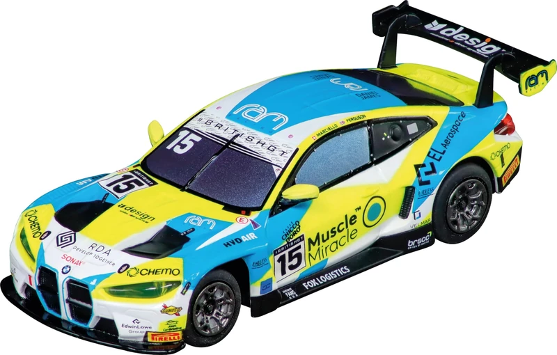 Carrera Hybrid BMW M4 GT3 RAM Racing, No. 15" 1:50 Scale with Front and Rear Lights, Lithium Battery for up to 30 Minutes of Racing Action, USB-C Charging in 20 Minutes, Mobile App Control