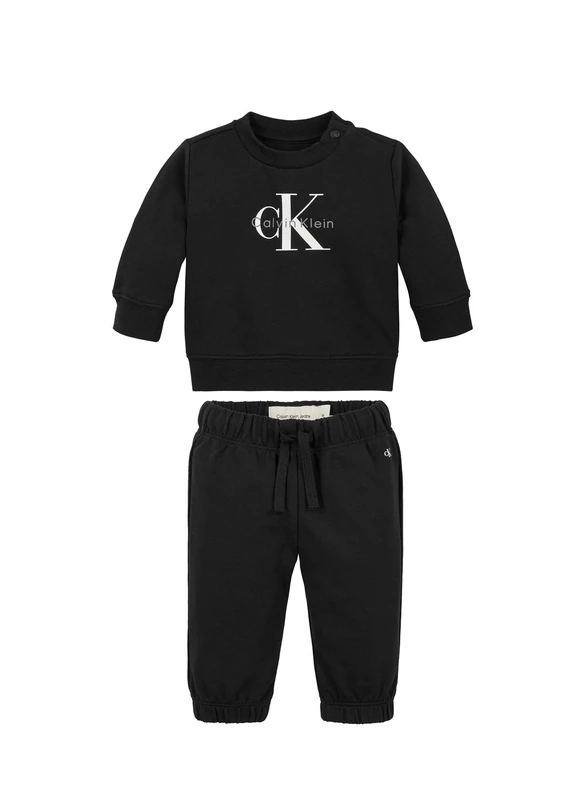 Calvin Klein Unisex MONOGRAM CN SWEATSHIRT SET IN0IN00353 Set, BLACK (Ck Black), 4 Years - Image 1