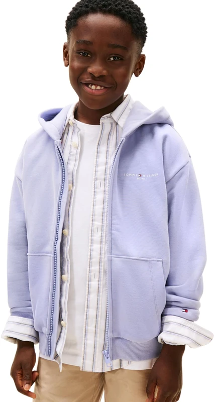 Tommy Hilfiger Unisex MINI CORP ZIP THROUGH HOODIE KS0KS00726 Zip Through Hoodie, BLUE (Periwinkle Dusk), 16 Years - Image 1