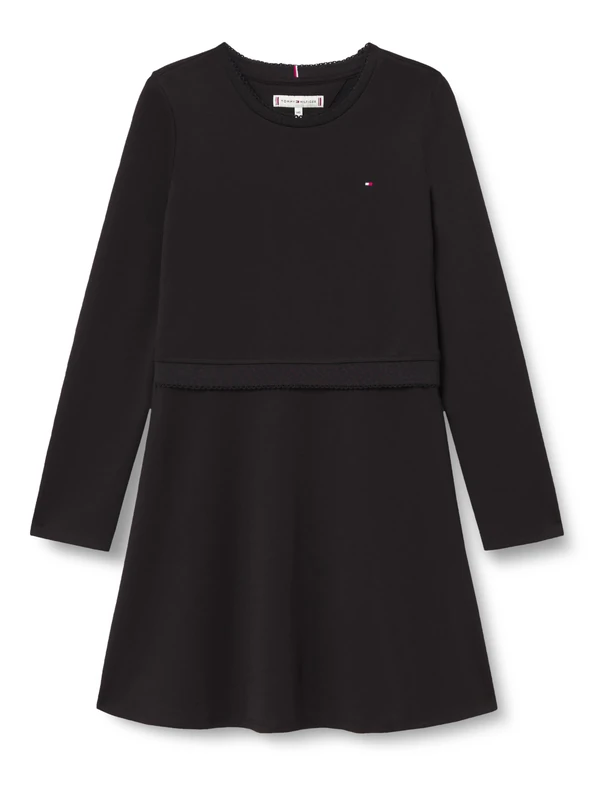 Tommy Hilfiger Girl's Punto Skater Dress LS KG0KG08934 Flare Dress, Black (Black), 4 Years