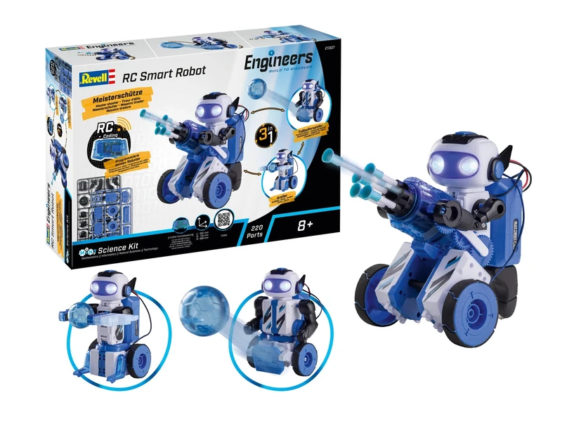 Revell Control 21307 RC Smart Robot 3in1: Revell Engineers, Easy 2.4 GHz Control, With Programmable Functions, 16.8cm in height, 220 Parts, Suitable from 8 Years+