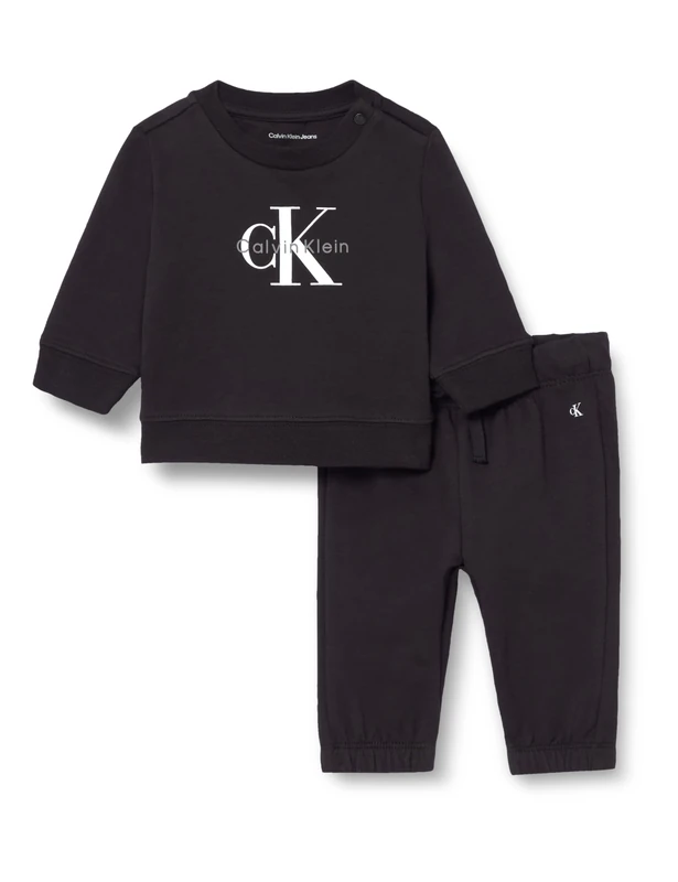 Calvin Klein Newborn MONOGRAM CN SWEATSHIRT SET IN0IN00353 BLACK (Ck Black) 3 Month