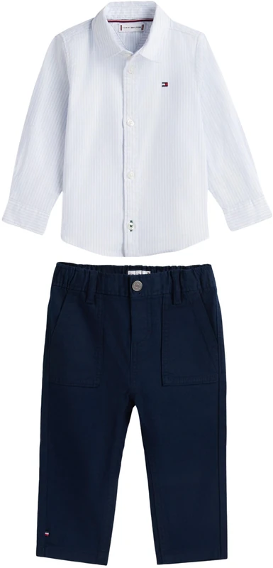 Tommy Hilfiger Newborn BABY ITHACA SHIRT SET GIFTBOX KN0KN02206 BLUE (Dark Night Navy) 12 Month