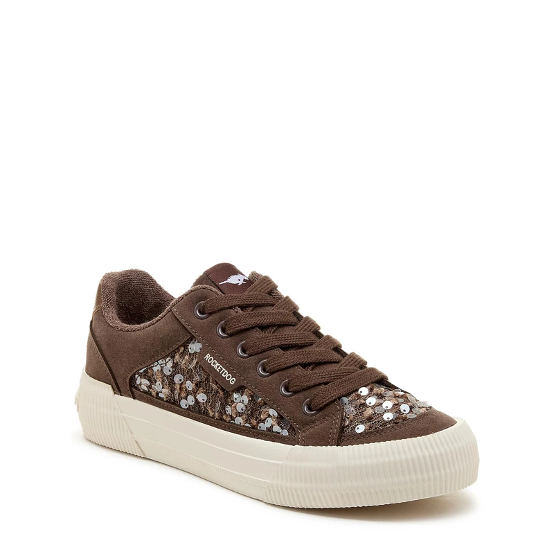 Rocket Dog Women's Cheery Sneaker, Sequins Brown, 4 UK