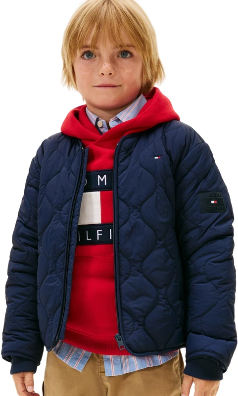 Tommy Hilfiger Unisex QUILTED LIGHTWEIGHT JACKET KS0KS00731 Other Jackets, BLUE (Dark Night Navy), 16 Years