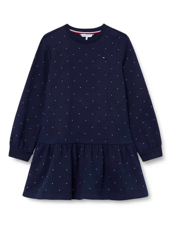 Tommy Hilfiger Girl's Festive Stud HWK Dress LS KG0KG09273 Sweatshirt Dress, Blue (Dark Night Navy), 12 Years