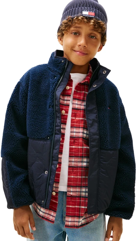 Tommy Hilfiger Boy's TEDDY QUILTED BOMBER KB0KB10081 Bomber Jacket, BLUE (Dark Night Navy), 3 Years