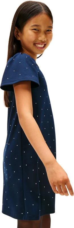 Tommy Hilfiger Girl's Festive Stud Aline Dress SS KG0KG09272 Other Dresses, Blue (Dark Night Navy), 7 Years