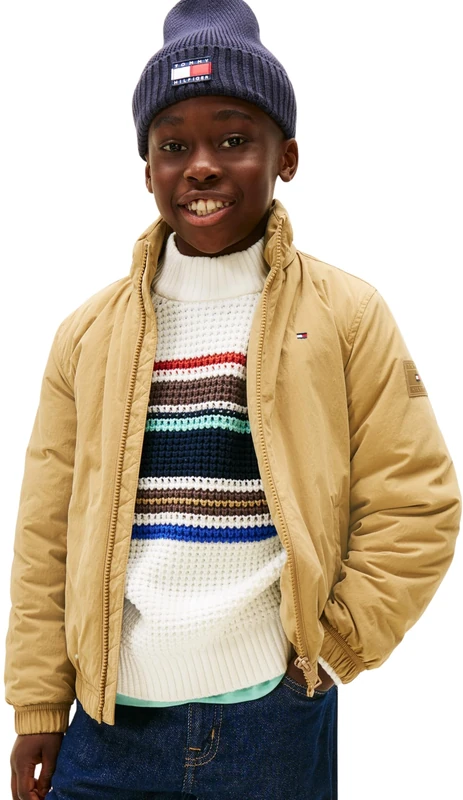 Tommy Hilfiger Boy's ESSENTIAL PADDED JACKET KB0KB09852 Other Jackets, BEIGE (Dark Dune), 14 Years