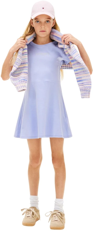 Tommy Hilfiger Girl's Skater Dress SS KG0KG09284 Flare Dress, Blue (Periwinkle Dusk), 10 Years