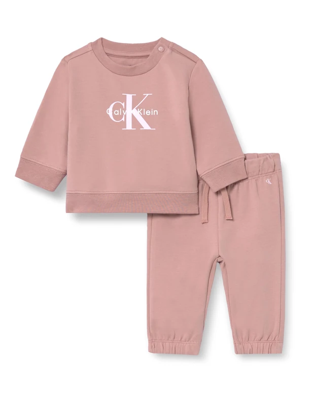 Calvin Klein Newborn MONOGRAM CN SWEATSHIRT SET IN0IN00353 PINK (Noble Rose) 0 Month