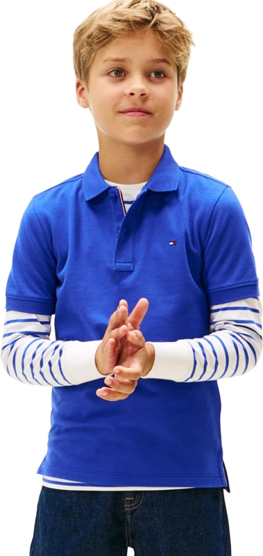 Tommy Hilfiger Boy's Flag Polo SS KB0KB09103 S/S Polo, Blue (Majesty Blue), 16 Years