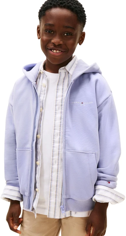 Tommy Hilfiger Kids’ Unisex Hoodie with Zip Mini Corp and Ribbed Hem, Purple (Periwinkle Dusk), 80