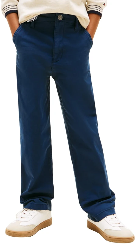 Tommy Hilfiger Boy's Herringbone Relaxed Worker Pant KB0KB10048 Other Pants, Blue (Dark Night Navy), 16 Years