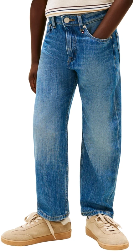 Tommy Hilfiger Boy's Relaxed Washed Medium Jeans KB0KB10341 Loose, Denim (Denim Medium Soft), 14 Years