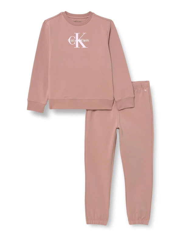 Calvin Klein Unisex MONOGRAM CN SWEATSHIRT SET IN0IN00353 Set, PINK (Noble Rose), 4 Years - Image 1
