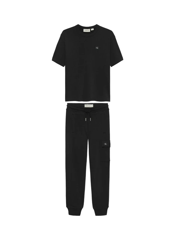 Calvin Klein Boy's PEACH CO TERRY S/S HWK SET IB0IB02636 Set, BLACK (Ck Black), 16 Years