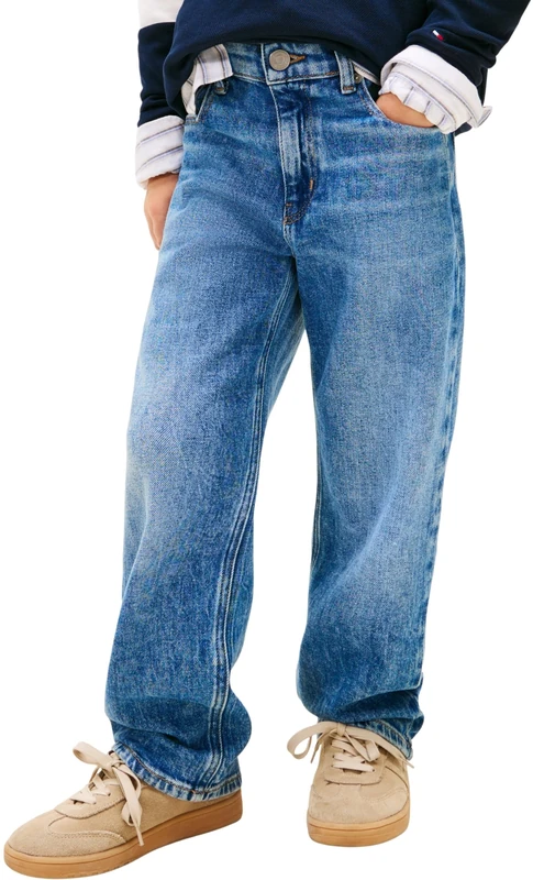 Tommy Hilfiger Boys Heritage Flag Baggy Worker Jeans KB0KB10343 Denim (Denim Medium Vintage) 8 Years