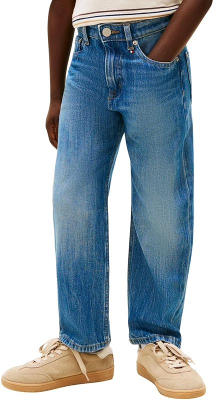 Tommy Hilfiger Boy's Relaxed Washed Medium Jeans KB0KB10341 Loose, Denim (Denim Medium Soft), 10 Years - Image 1