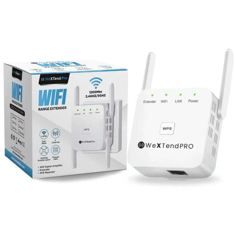 WeXtend Pro 5G Wireless WiFi Extender Signal Booster, Extend Your Wi-Fi Signal in Your Home, Plug It in and Boost Your Wi-Fi Signal for Home or Office (1200 Mbps)