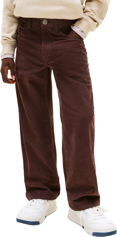Tommy Hilfiger Boy's Corduroy Baggy Pant KB0KB10149 5 Pocket Pants, Brown (Dark Greenery), 10 Years - Image 1