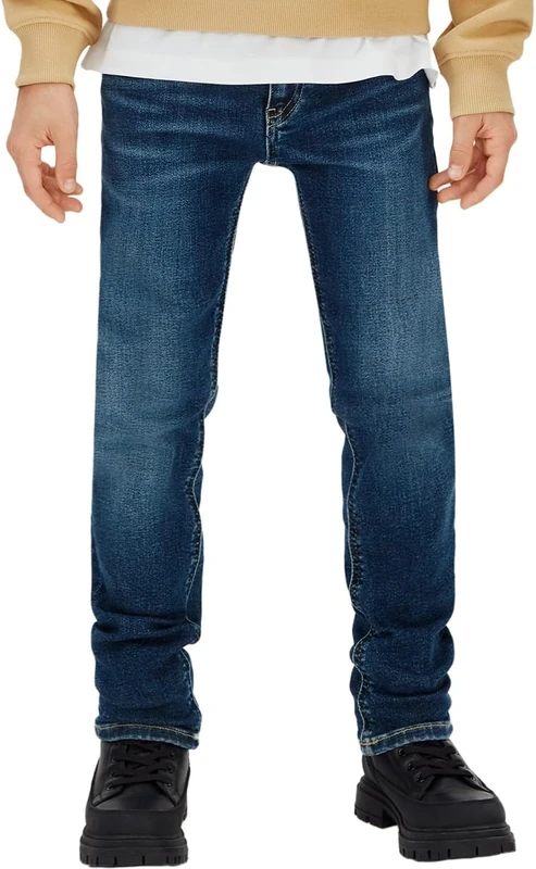 Calvin Klein Boy's Dark Blue Visual Slim IB0IB02303 Slim, Denim (Dark Blue Visual), 6 Years - Image 1