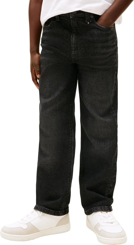 Tommy Hilfiger Boy's Relaxed Black Worker Jeans KB0KB10041 Loose, Denim (Denim Black 01), 6 Years