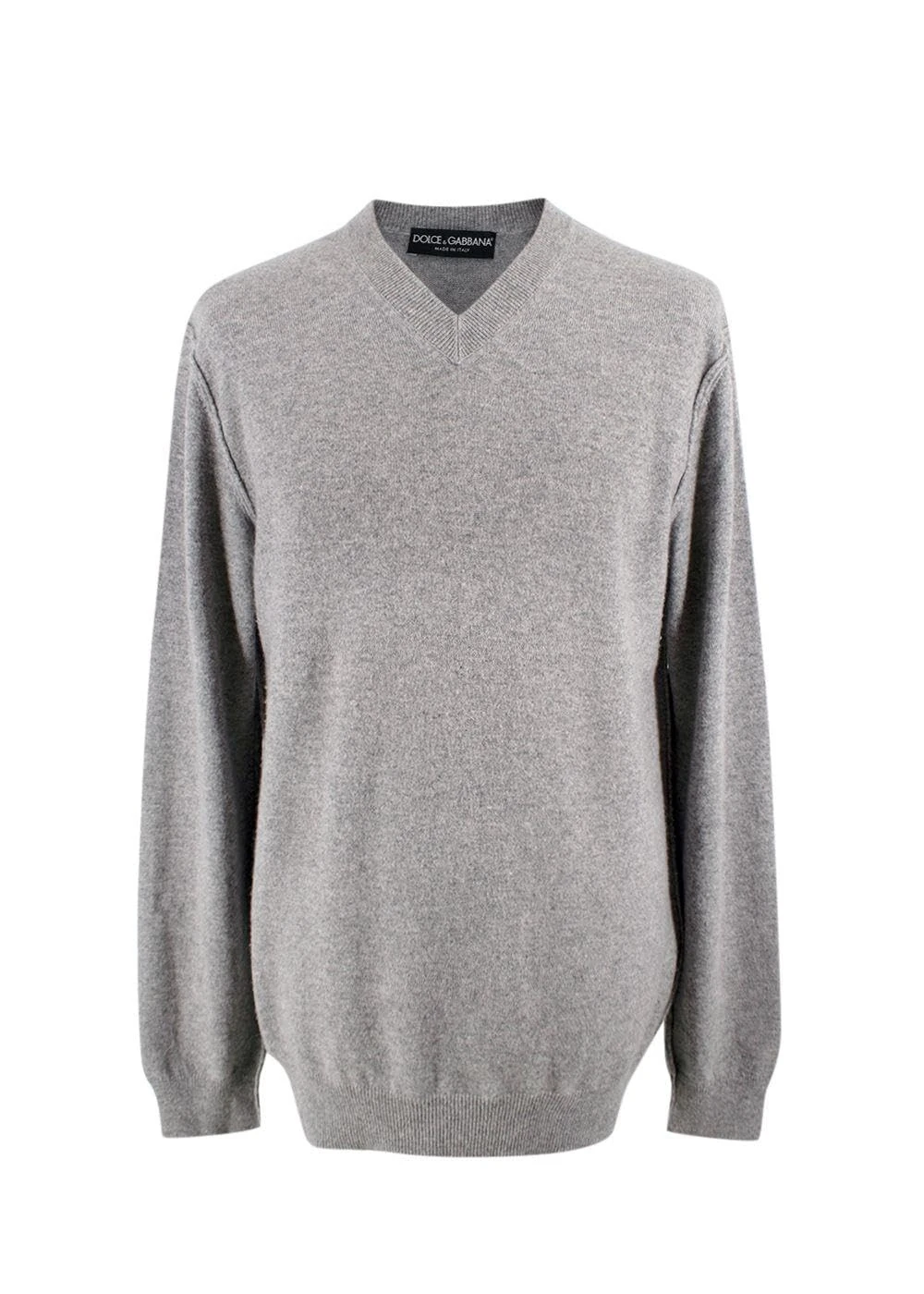 Dolce & Gabbana Pre-Loved Men's Grey Cashmere V Neck Jumper