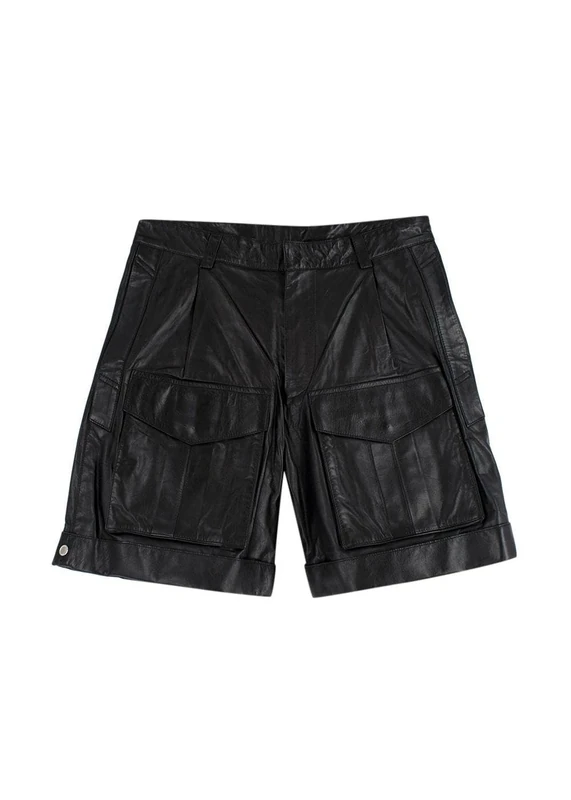 Dior Pre-Loved Men's Homme Black Leather Cargo Shorts