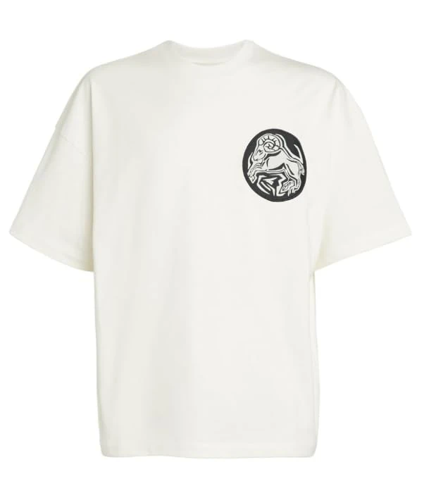 Jil Sander Pre-Loved Men's Ivory Aries Patch T-Shirt