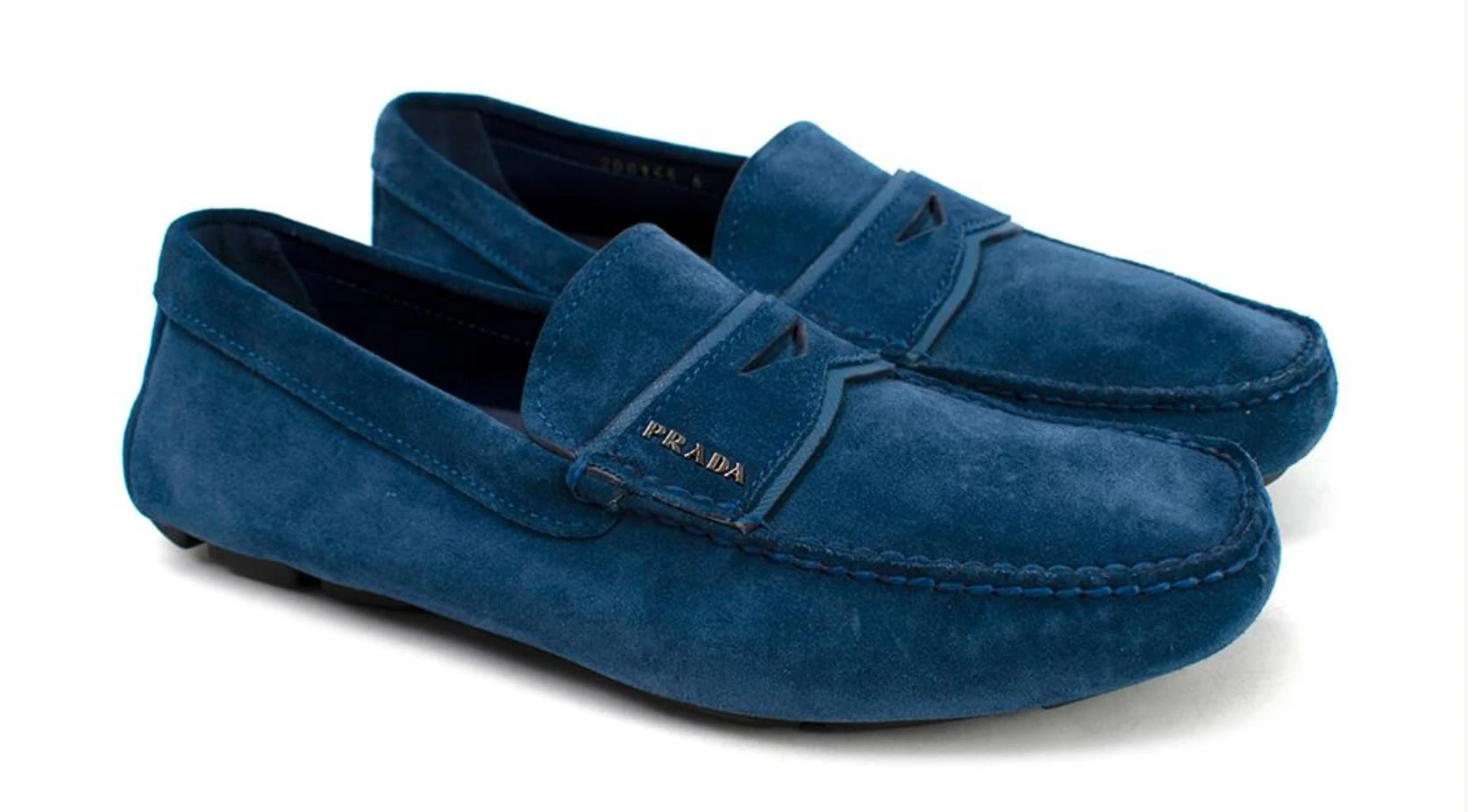 Prada Pre-Loved Men's Blue Suede Driving Loafers