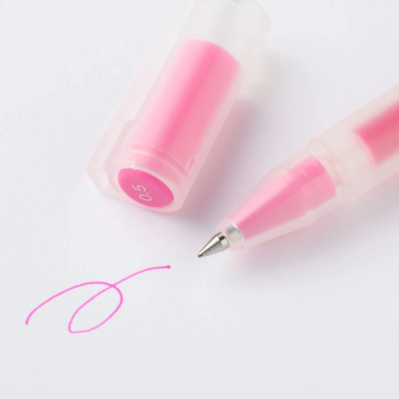 MUJI Gel Ink Pen Set, Cap Type (Set of 3 Pcs) (Pink, 0.5mm)