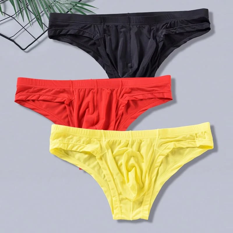 Generic 3-Pair Men's Breathable Underwear - L, Black Red Yellow
