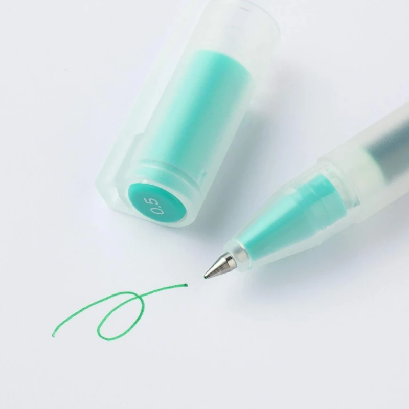 MUJI Gel Ink Pen Set, Cap Type (Set of 3 Pcs) (Green, 0.5mm)