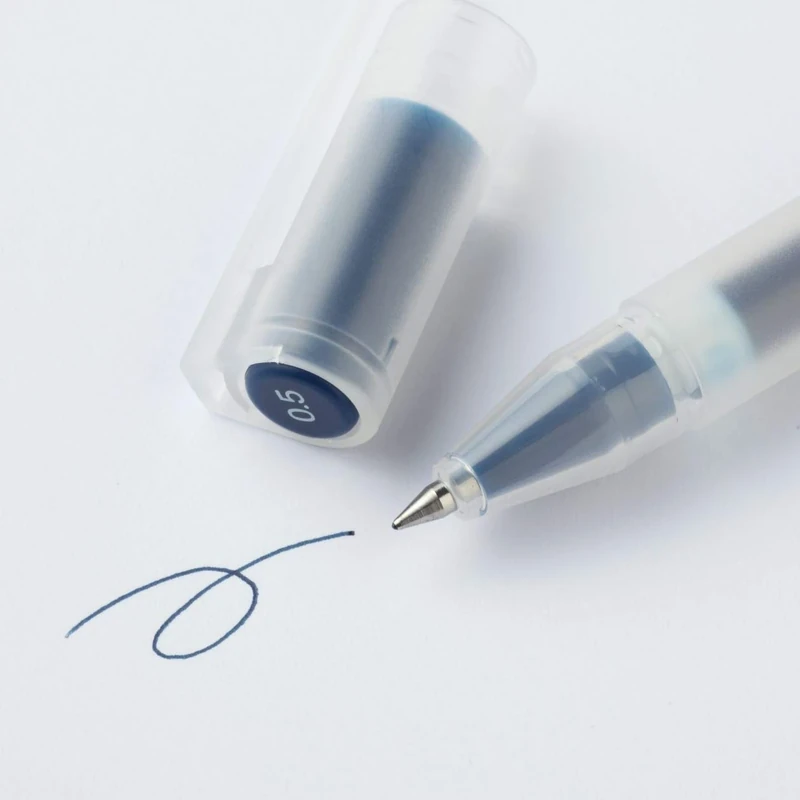 MUJI Gel Ink Pen Set, Cap Type (Set of 3 Pcs) (Navy, 0.5mm)