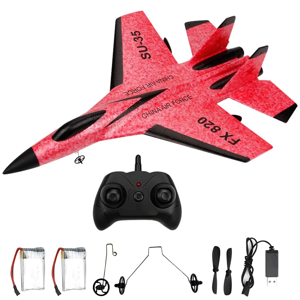 CLIUNT RC Plane, 2.4GHz Foam Remote Control plane with 8 Light, RC Airplane, RC Fighter Jet Planes Toy Gifts for Kids Boy Beginners Adults(Red)