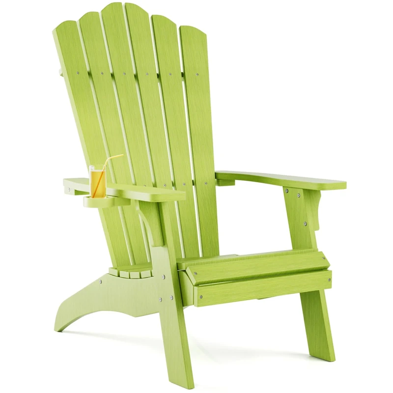 INVOKER Adirondack Chair, Relaxing Garden Chair Outdoor, Fire Pit Chair Furniture Lounge Chairs for Garden, Terrace, Patio & Balcony, from Water Resistant Environmentally Poly Lumber Composites, Green