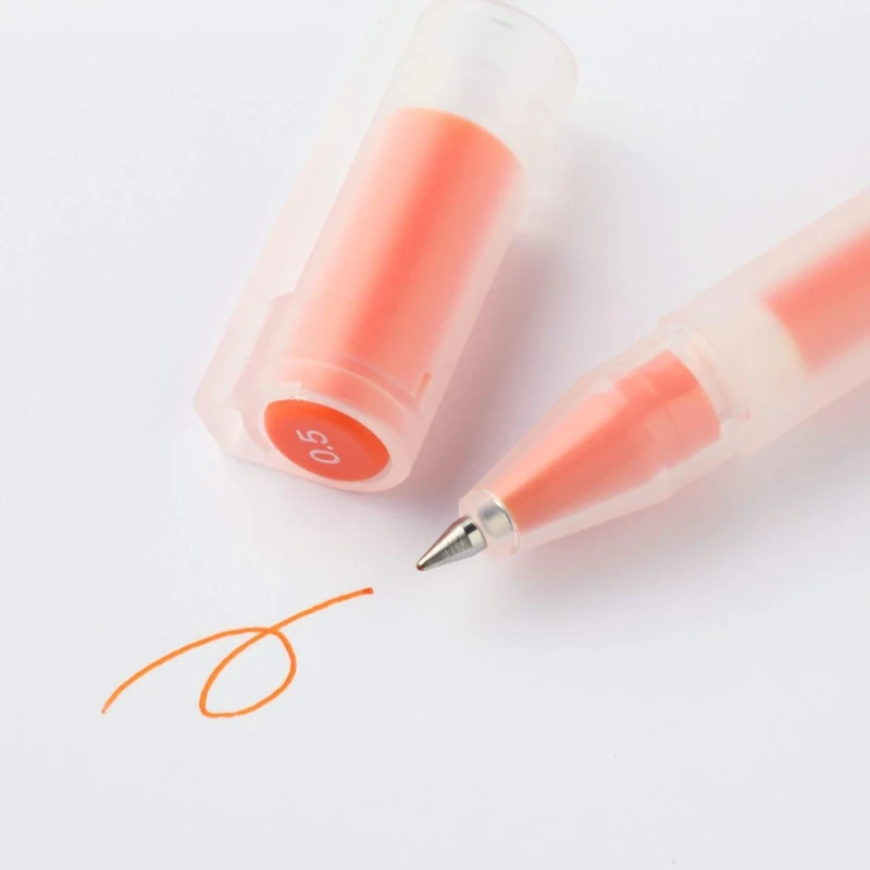 MUJI Gel Ink Pen Set, Cap Type (Set of 3 Pcs) (Orange, 0.5mm)