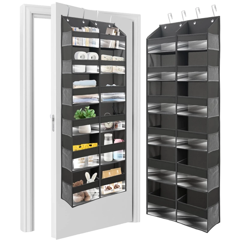 HOMELUX THEORY Heavy Duty Over the Door Organizer - Extra Wide Closet Organizers And Storage, Hanging Storage Door for Bedroom & Baby Nursery, 1PC Dark Gray