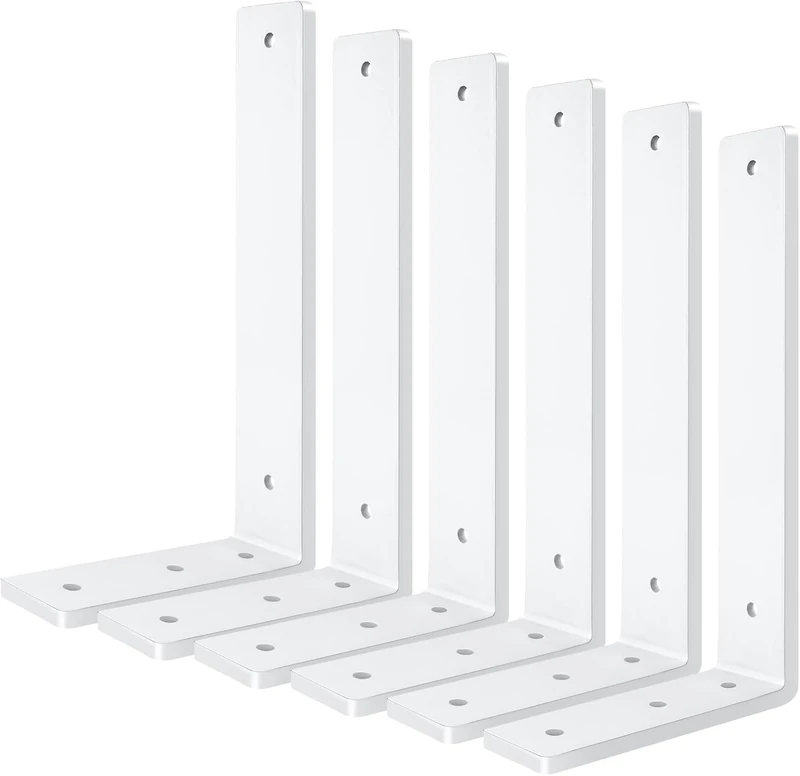 White Floating Shelf Bracket 14Inch, 6 Pack Heavy Duty Shelf Brackets, Wall Shelf Bracket for DIY Decorative with Mounting Hardware