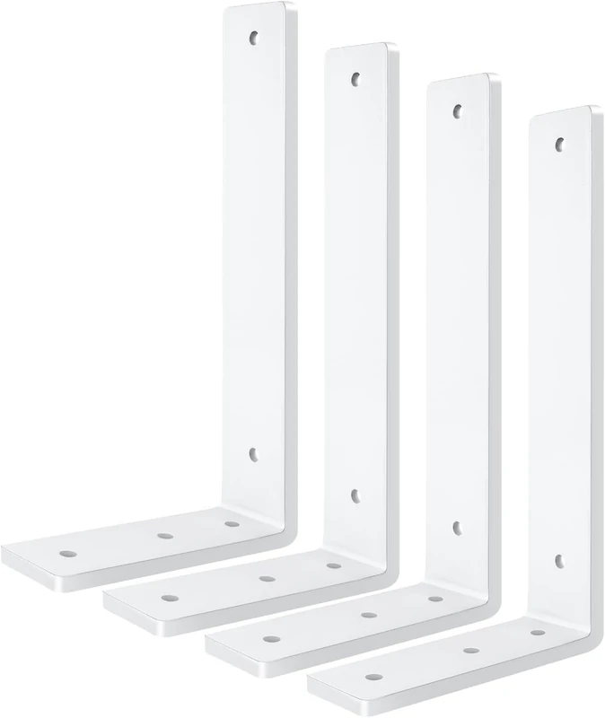White Floating Shelf Bracket 14 Inch, 4 Pack Heavy Duty Shelf Brackets, Wall Shelf Bracket for DIY Decorative with Mounting Hardware
